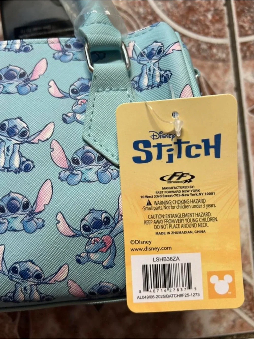 Disney Light Blue Stitch Pattern Kids Mini Handbag with wallet